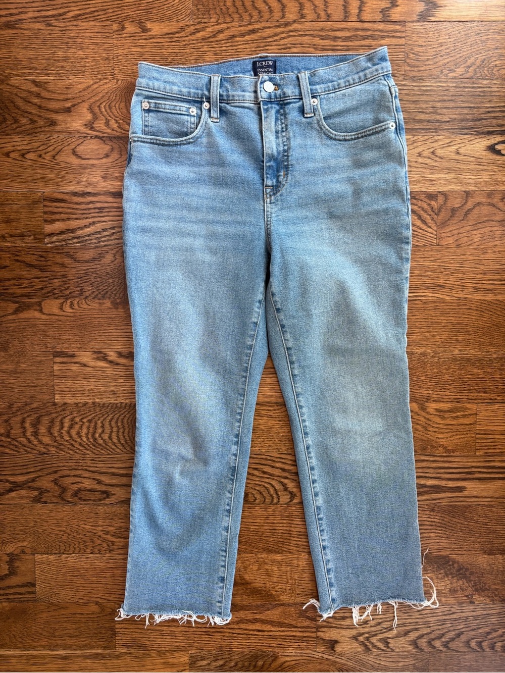 J. Crew Essential Cropped Straight Jeans Light Wash with Raw Hem Denim | 28P
